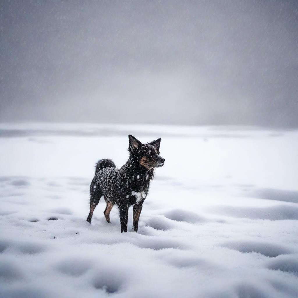 Generate a photo-quality image of a night-time blizzard on the high plains