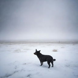 Generate a photo-quality image of a night-time blizzard on the high plains