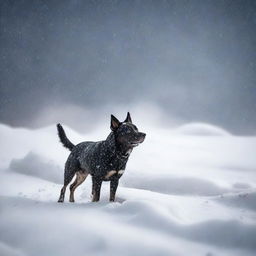 Create a photo-quality image of a night-time blizzard on the high plains