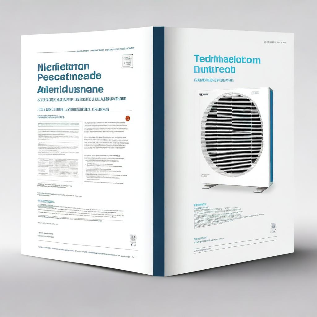 Create a detailed image of a technical handbook cover titled 'Standard Technical Specification for Air Conditioning and Mechanical Ventilation'