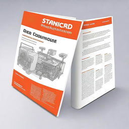 Create a detailed image of a technical handbook cover titled 'Standard Technical Specification for Air Conditioning, Ducting, Piping, Chiller, Air Cooled Split Unit, Water Cooled Package'