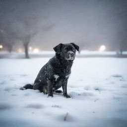 Generate a photo-quality image of a night-time blizzard on the high plains