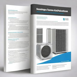 Create a detailed image of a technical handbook cover titled 'Standard Technical Specification for HVAC Ducting, Piping, Chiller, Air Cooled Split Unit, Water Cooled Package'