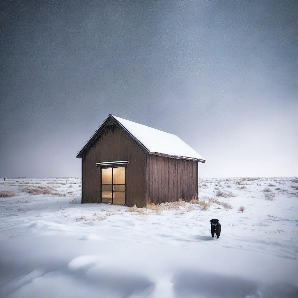 Create a photo-quality image of a night-time blizzard on the high plains