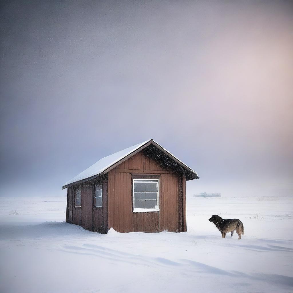 Create a photo-quality image of a night-time blizzard on the high plains