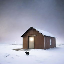 Create a photo-quality image of a night-time blizzard on the high plains