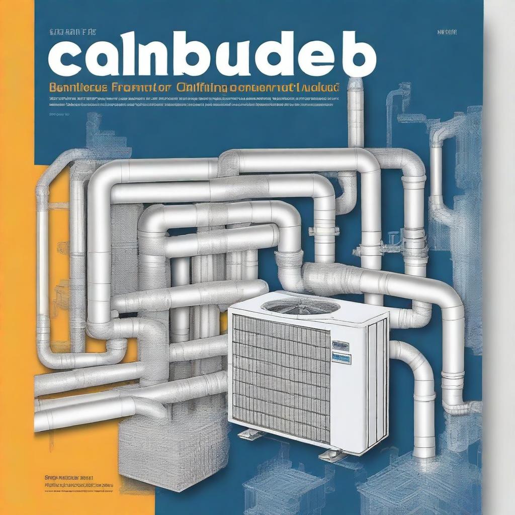 Create a detailed image of a technical handbook cover titled 'Standard Technical Specification for HVAC Ducting, Piping, Chiller'