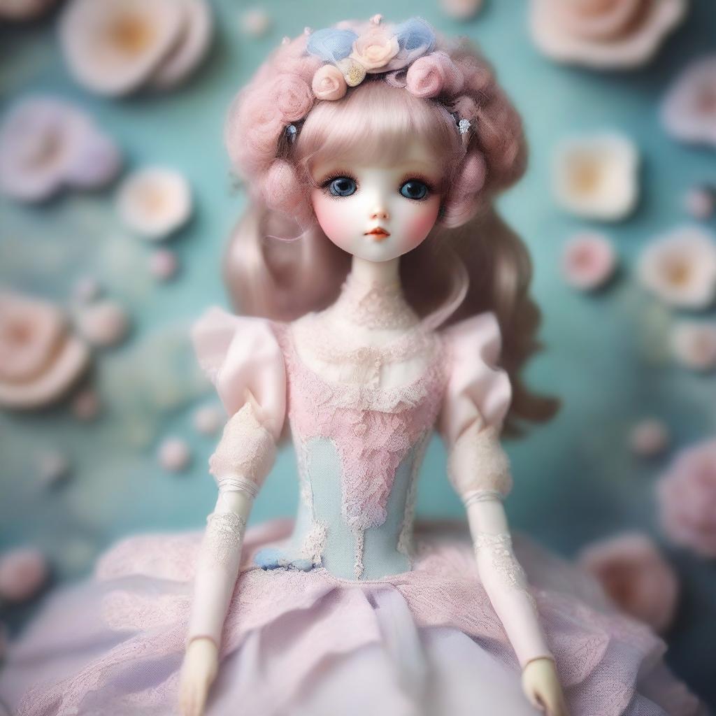 A highly detailed and artistic image of a girl styled as a ball-jointed doll