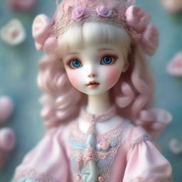 A highly detailed and artistic image of a girl styled as a ball-jointed doll