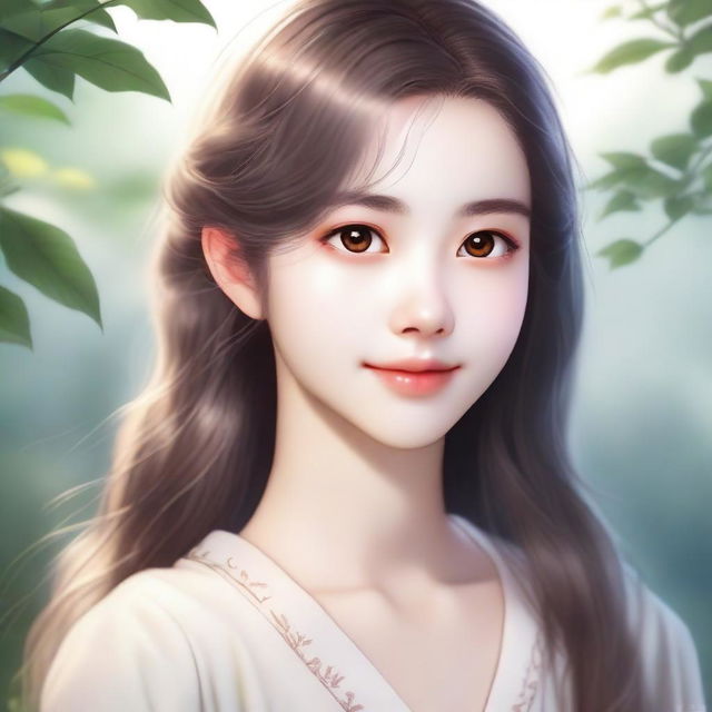 A realistic and detailed portrait of Kuroumi, a fictional character, depicted as a real girl