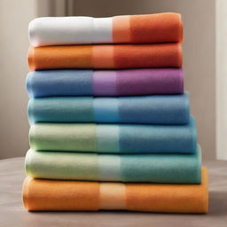 A set of towels in vibrant, strong colors with a clearly defined terry cloth texture