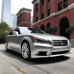 A detailed image of a silver 2012 Lexus LS460 with custom fender flares