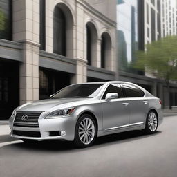 A detailed image of a silver 2012 Lexus LS460 with custom fender flares