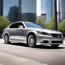 A detailed image of a silver 2012 Lexus LS460 with custom fender flares