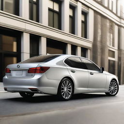 A detailed image of a silver 2012 Lexus LS460 with custom fender flares