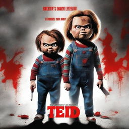 A horror movie poster featuring a crossover between Ted from Ted 2 and Chucky from the 2019 Child's Play movie