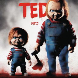 A horror movie poster featuring a crossover between Ted from Ted 2 and Chucky from the 2019 Child's Play movie