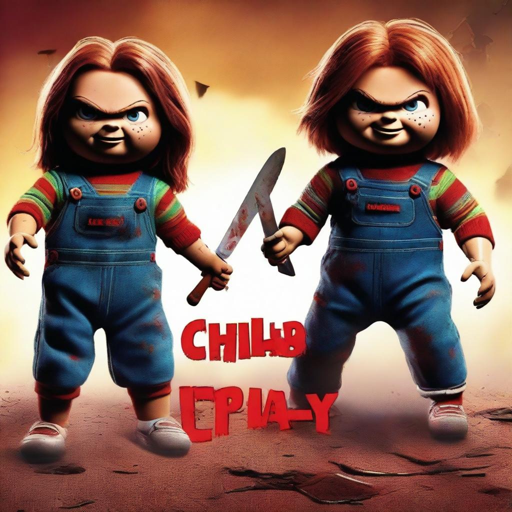 A horror movie poster featuring a fierce battle between a sinister sausage and the reboot Chucky the Buddi doll from Child's Play 2019