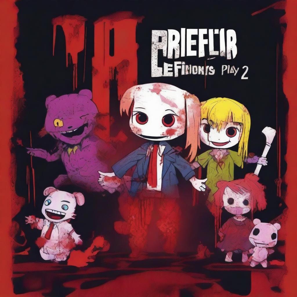 A crossover horror movie poster featuring characters from Happy Tree Friends and Child's Play 2