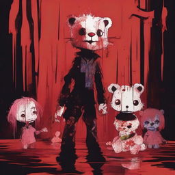 A crossover horror movie poster featuring characters from Happy Tree Friends and Child's Play 2