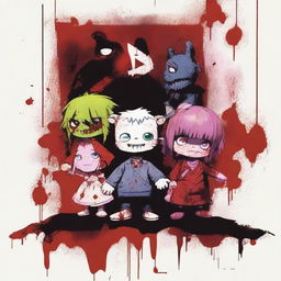 A crossover horror movie poster featuring characters from Happy Tree Friends and Child's Play 2