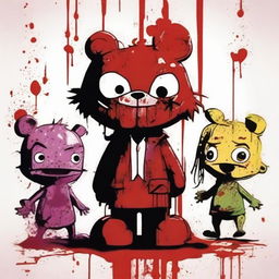 A crossover horror movie poster featuring accurately depicted characters from Happy Tree Friends and Child's Play 2