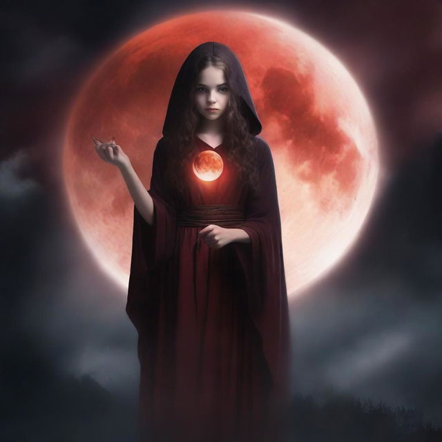 Create a book cover for a novel featuring a young girl warlock