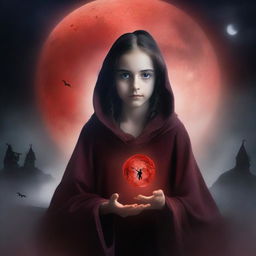 Create a book cover for a novel featuring a young girl warlock