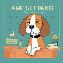 Create a book cover featuring a beagle in a thoughtful pose