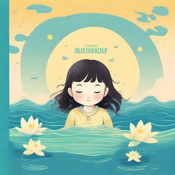 Create a book cover in the style of vintage water-themed children's books and Studio Ghibli