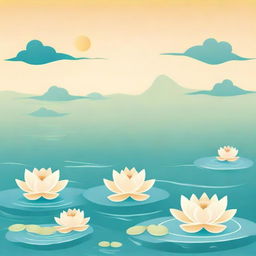 Create a book cover with lots of floating lotus flowers