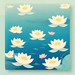 Create a book cover with lots of floating lotus flowers