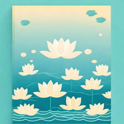 Create a book cover with lots of floating lotus flowers