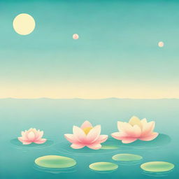 Create a book cover featuring lots of floating lotus flowers