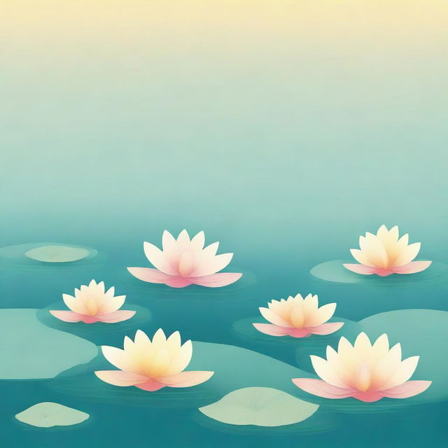 Create a book cover featuring lots of floating lotus flowers