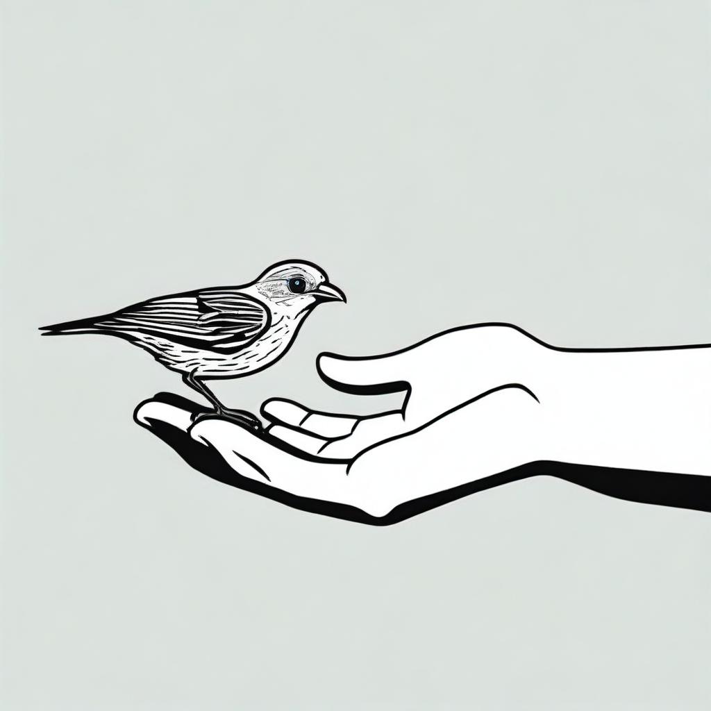 A hand holding a bird roughly