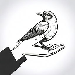 A hand holding a bird roughly