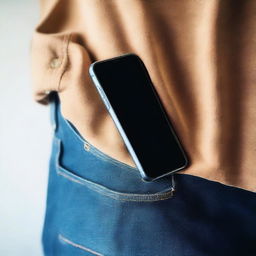 A close-up image of a smartphone partially visible inside a person's pocket