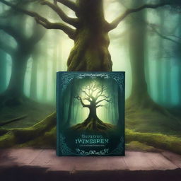 Create a captivating book cover with a mystical forest scene