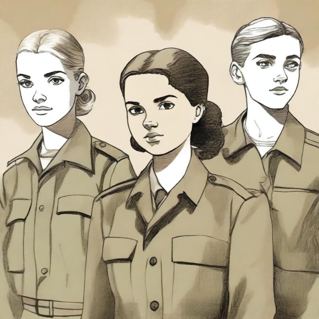 A detailed illustration of four young characters from a World War II Allies book