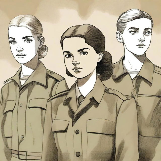 A detailed illustration of four young characters from a World War II Allies book