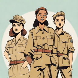 An illustration of four young characters from the World War II Allies