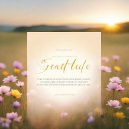 Design a professional ebook cover with a serene sunrise over a meadow, symbolizing new beginnings