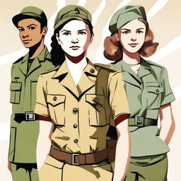 An illustration of four young characters from the World War II Allies