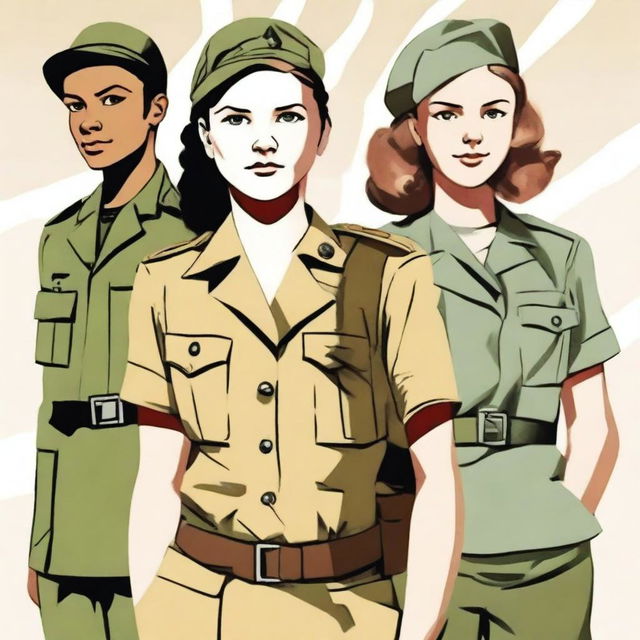 An illustration of four young characters from the World War II Allies