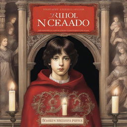 Book cover featuring a young prince with curly brown hair being crowned in a gothic church