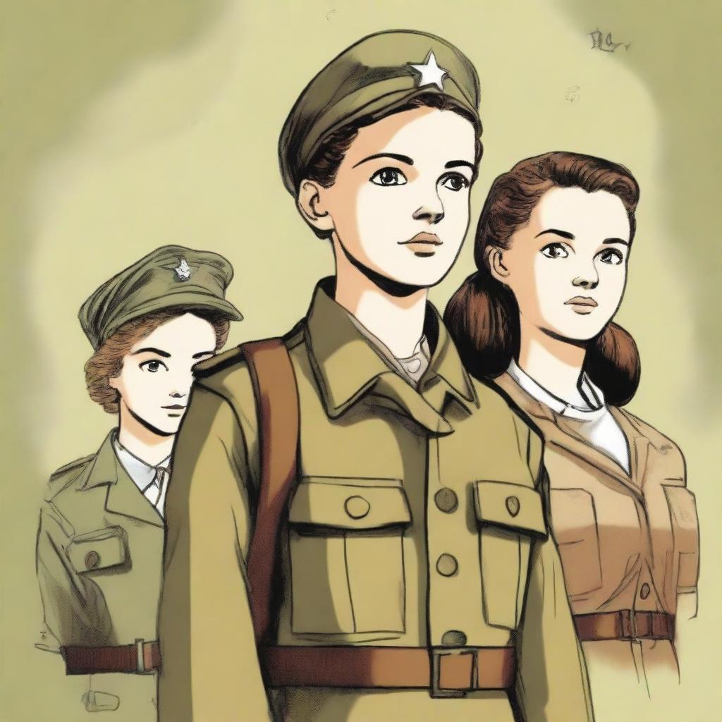 An illustration of four young characters from the World War II Allies