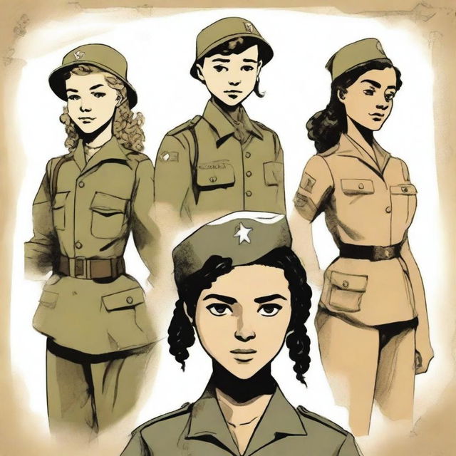 An illustration of four young characters from the World War II Allies