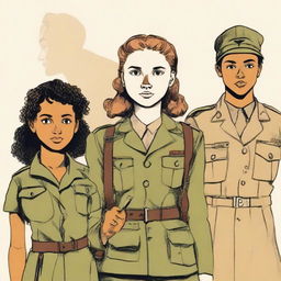 An illustration of four young characters from the World War II Allies