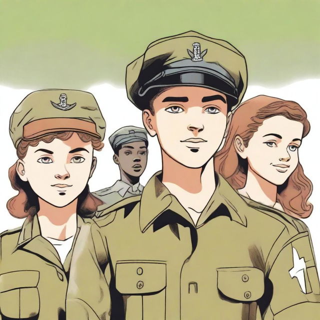 An illustration of four young characters from the World War II Allies